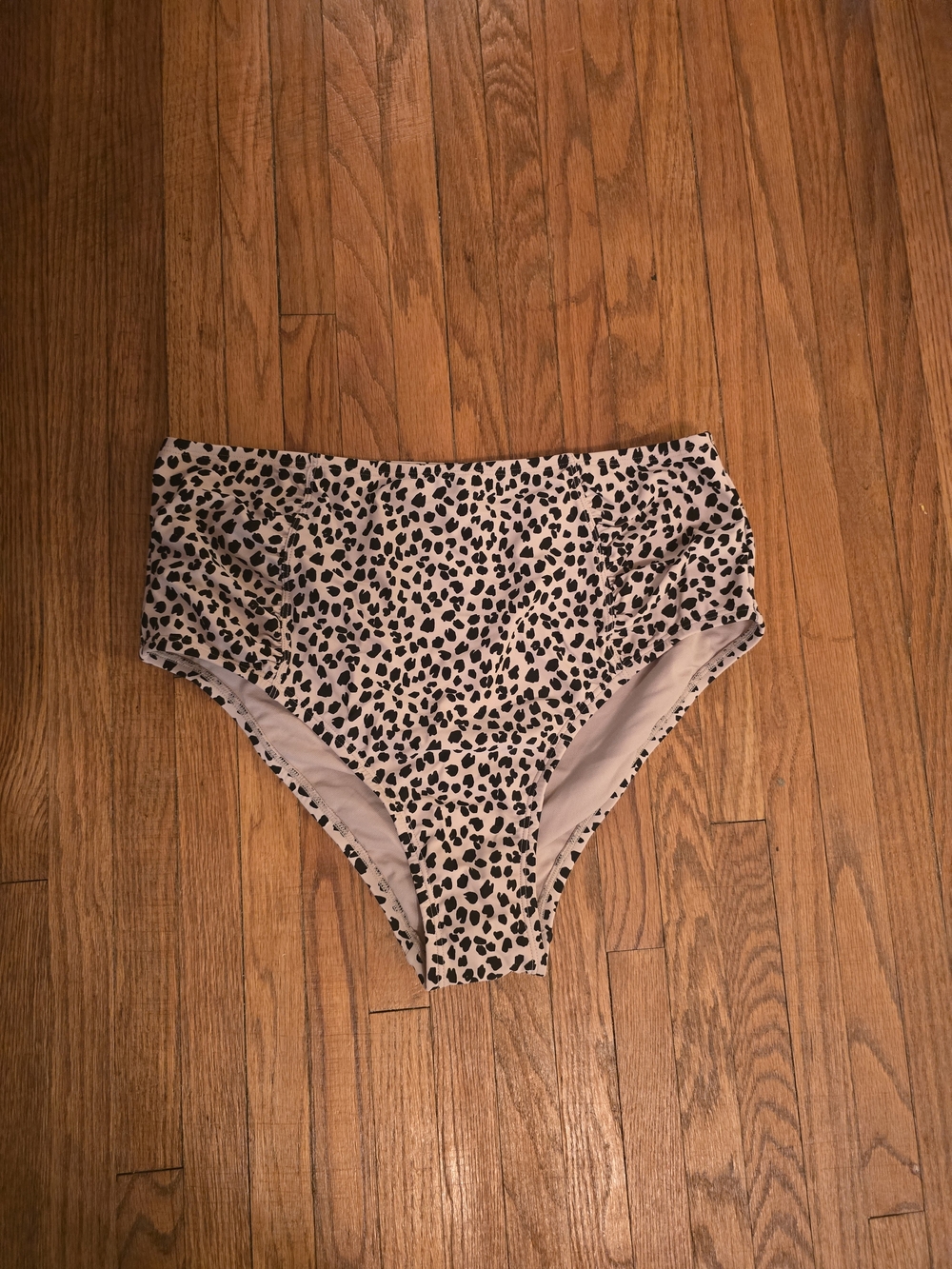 Kona Sol High-Waist Bikini Bottoms in White and Black Leopard